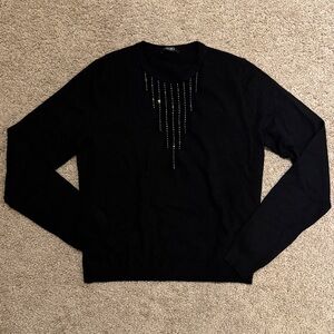 Liu Jo Women's Black Crewneck Sweater with Studded Detail